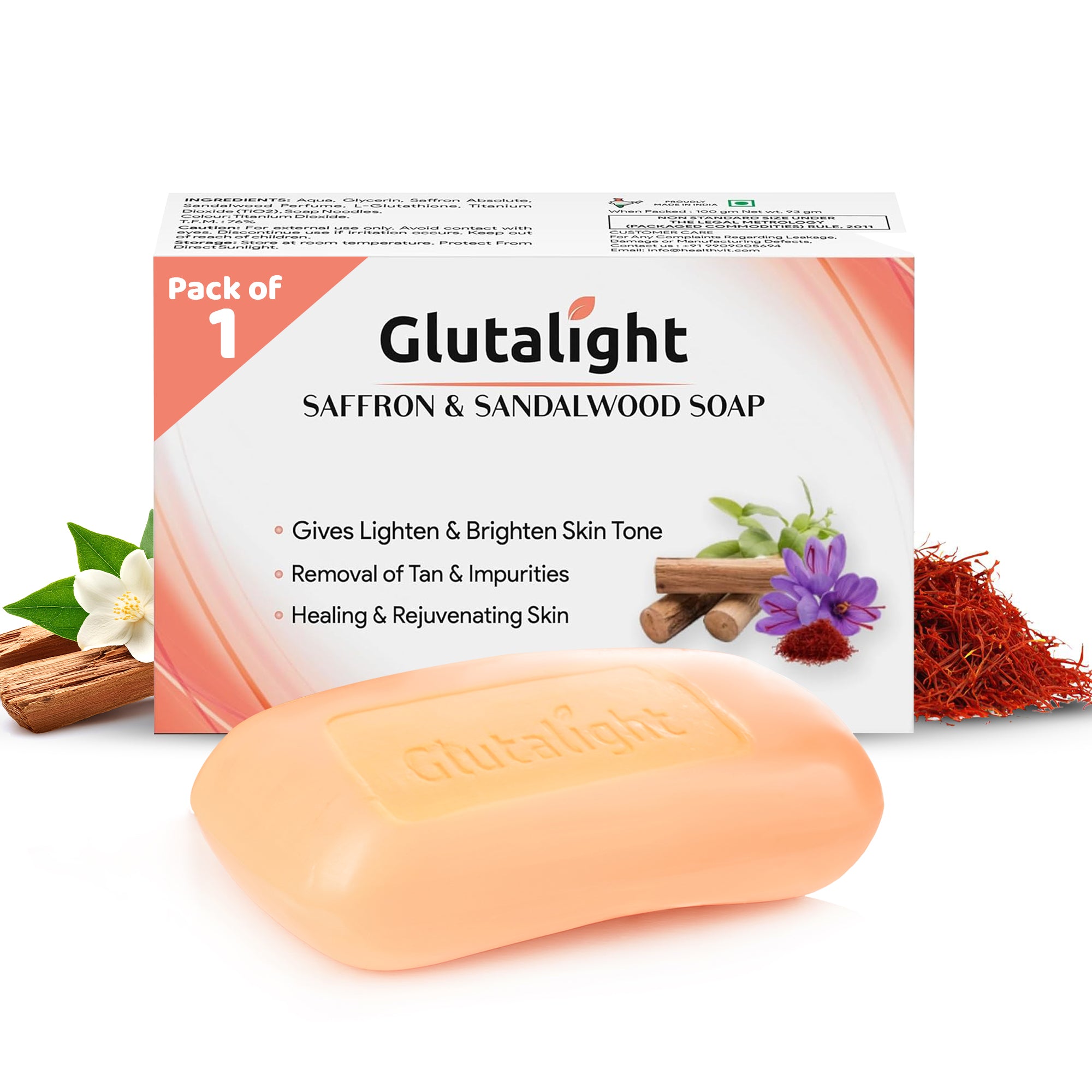 Glutalight Saffron & Sandalwood Soap |Tan Removal Soap| Hydrates, Soot Glutalight Saffron & Sandalwood Soap |Tan Removal Soap| Hydrates, Soot