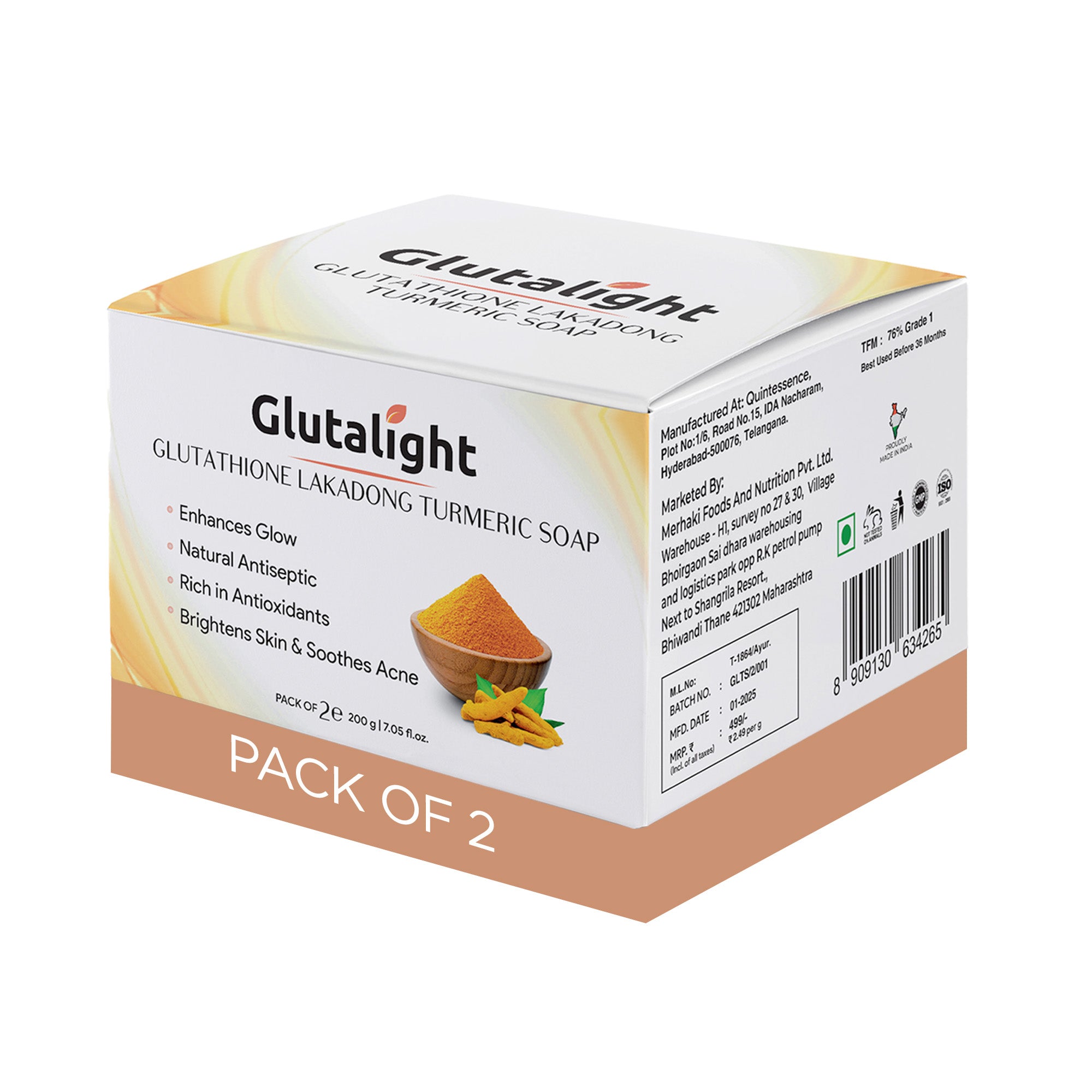 Buy Pack of 2: Glutathione Lakadong Turmeric Soap Bars Buy Pack of 2: Glutathione Lakadong Turmeric Soap Bars