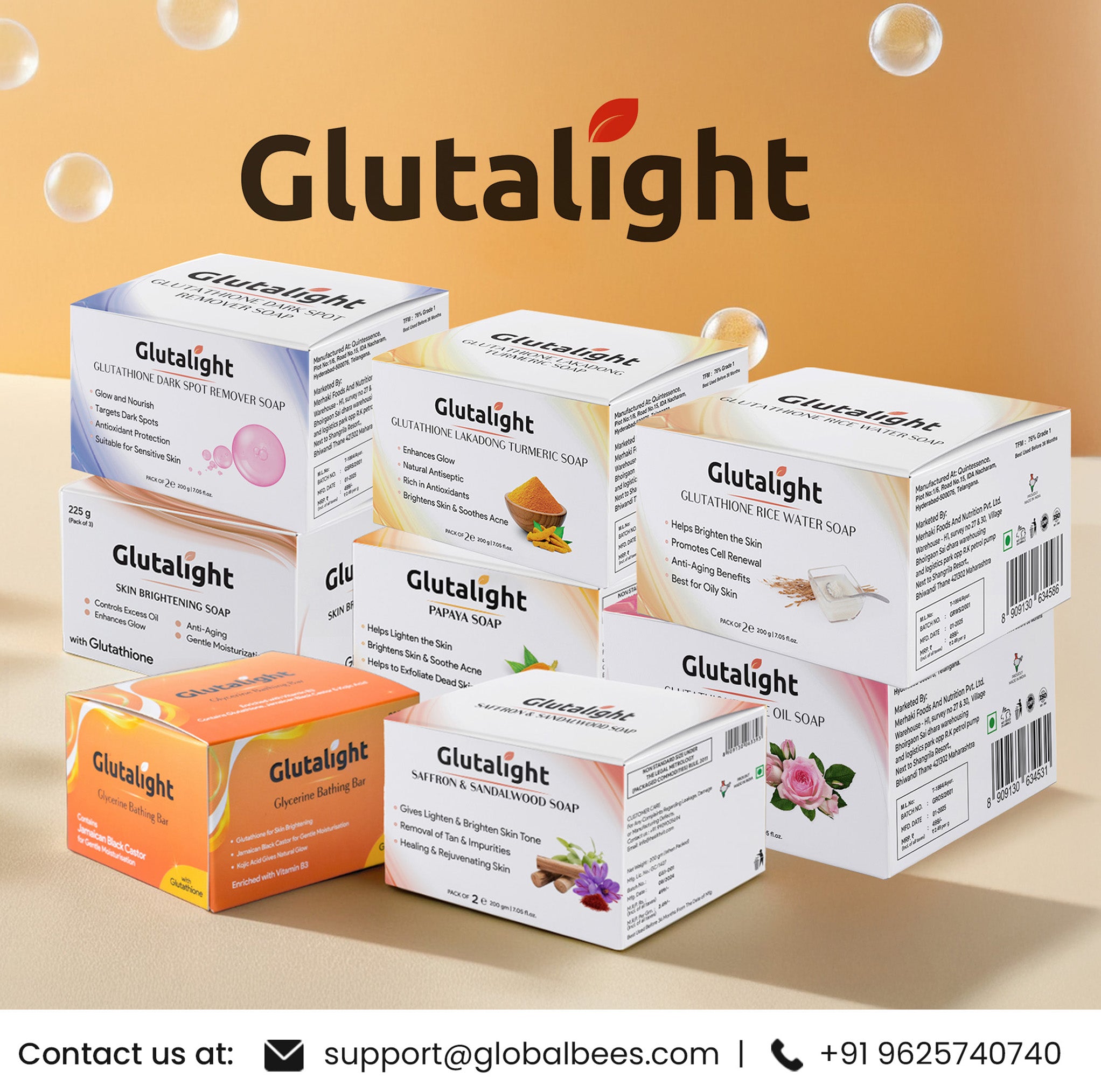 Glutalight Skin Lightening Soap with 1% Glutathione |Reduces Dark spots, Age Marks |for Skin Brightening 75GM (Pack of 3) Glutalight Skin Lightening Soap with 1% Glutathione |Reduces Dark spots, Age Marks |for Skin Brightening 75GM (Pack of 3)