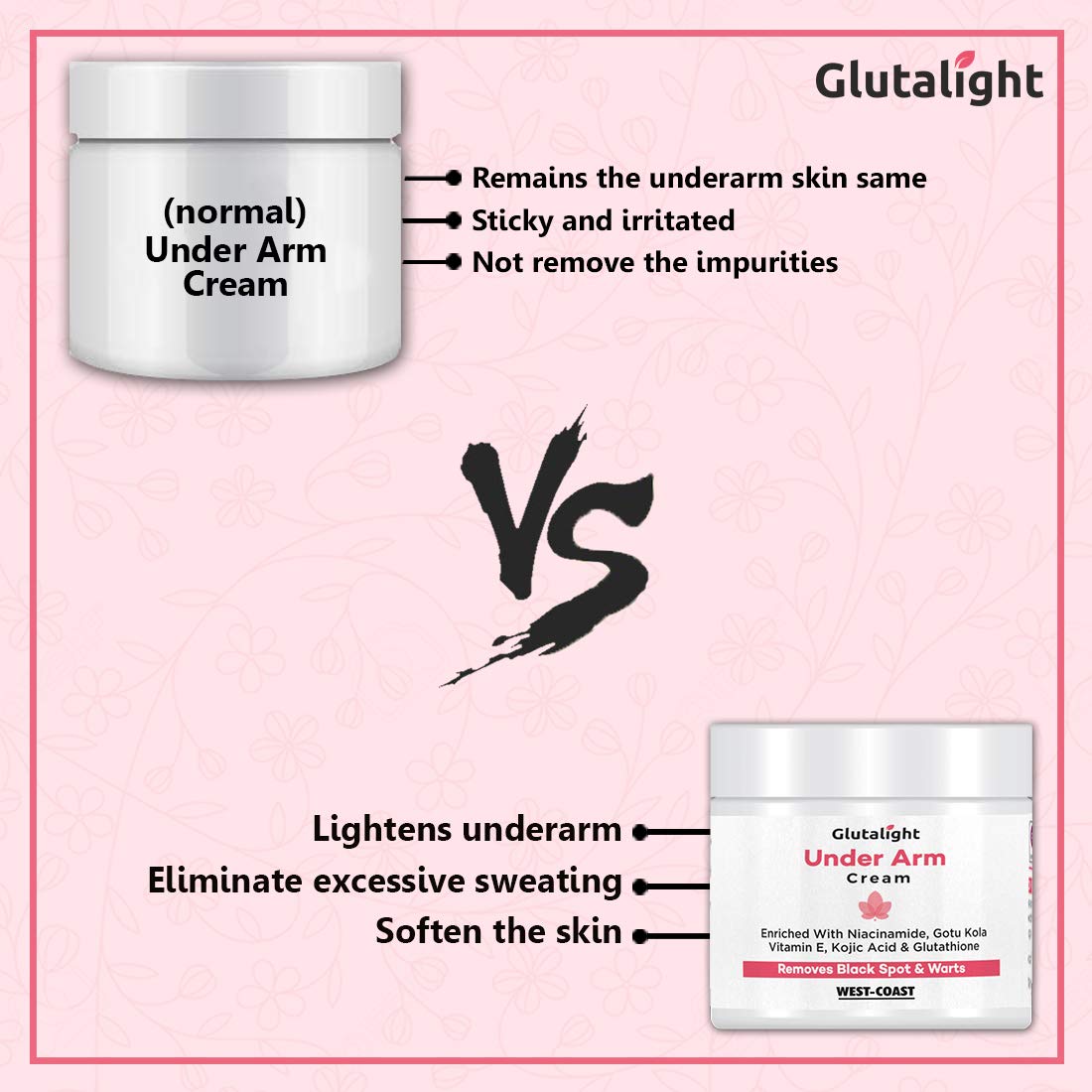 glutathione for underarms Glutalight Under Arm Cream For Removes Black Spot & Warts