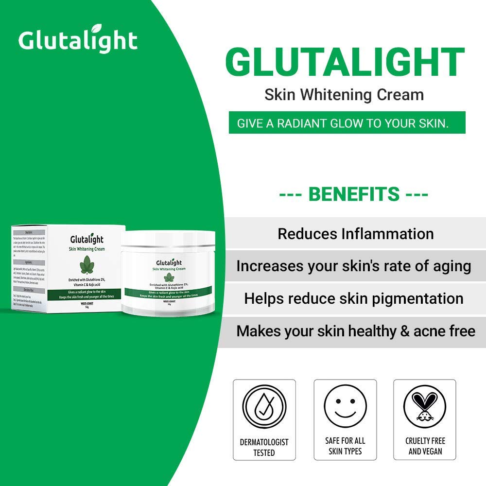 Glutalight Skin Lightening Cream with 2% Glutathione, 5% Vitamin C, 1 GB Glutalight Glutalight Skin Lightening Cream with 2% Glutathione, 5% Vitamin C, 1 GB Glutalight