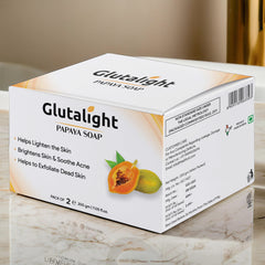 Glutalight Papaya Soap | Body Tan Removal Soap | Kojic Acid & Olive Oil | Bathing Soaps for Glowing Skin | Fades Pigmentation & Dark Spots | Helps Exfoliate Dead Skin | Soaps For Bath - Pack of 2