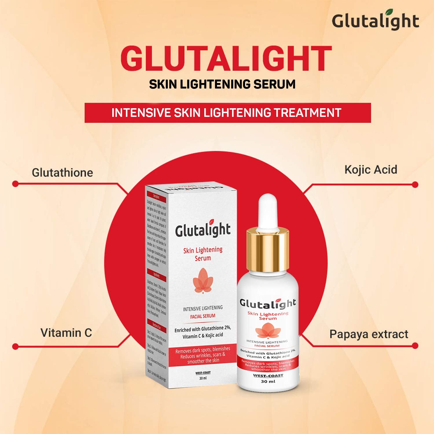 HealthVit Glutalight Skin Lightening Serum with 2% Glutathione, 1 GB Glutalight HealthVit Glutalight Skin Lightening Serum with 2% Glutathione, 1 GB Glutalight