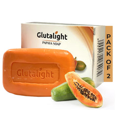 Glutalight Papaya Soap | Body Tan Removal Soap | Kojic Acid & Olive Oil | Bathing Soaps for Glowing Skin | Fades Pigmentation & Dark Spots | Helps Exfoliate Dead Skin | Soaps For Bath - Pack of 2