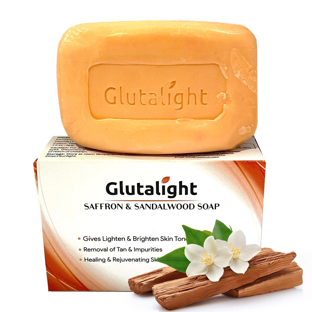 Glutalight Saffron & Sandalwood Soap |Tan Removal Soap| Hydrates, Soothes, & Cleanses Gently | Fades Pigmentation & Dark Spots | Nourishing Body Soap for All Skin Types - Pack of 1