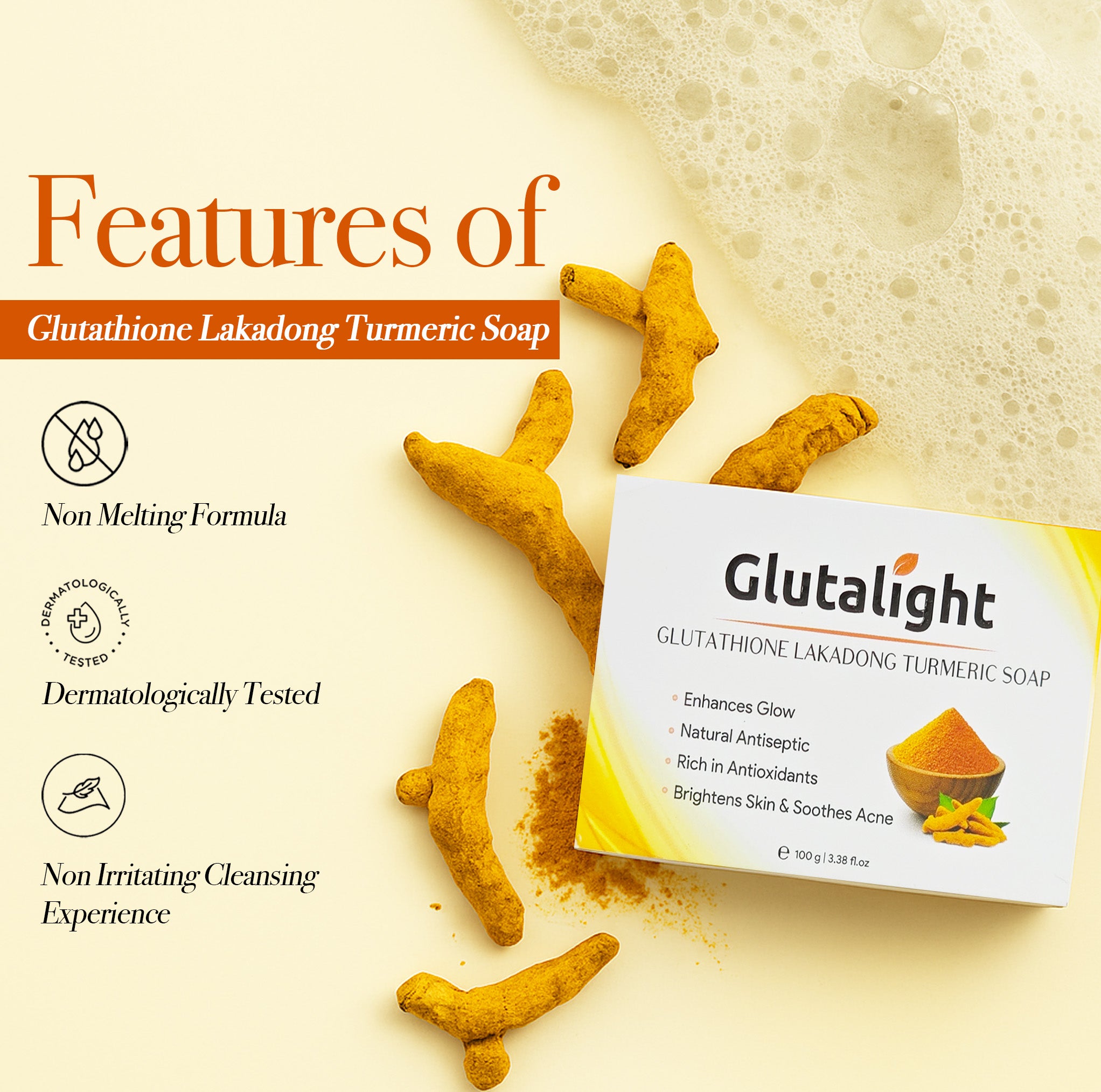 Glutalight Glutathione Lakadong Turmeric Soap For Face & Body | Haldi Sabun For Hydrated Skin | Tan Removal Soap For Men & Women | Fades ... Glutalight Glutathione Lakadong Turmeric Soap For Face & Body | Haldi Sabun For Hydrated Skin | Tan Removal Soap For Men & Women | Fades ...