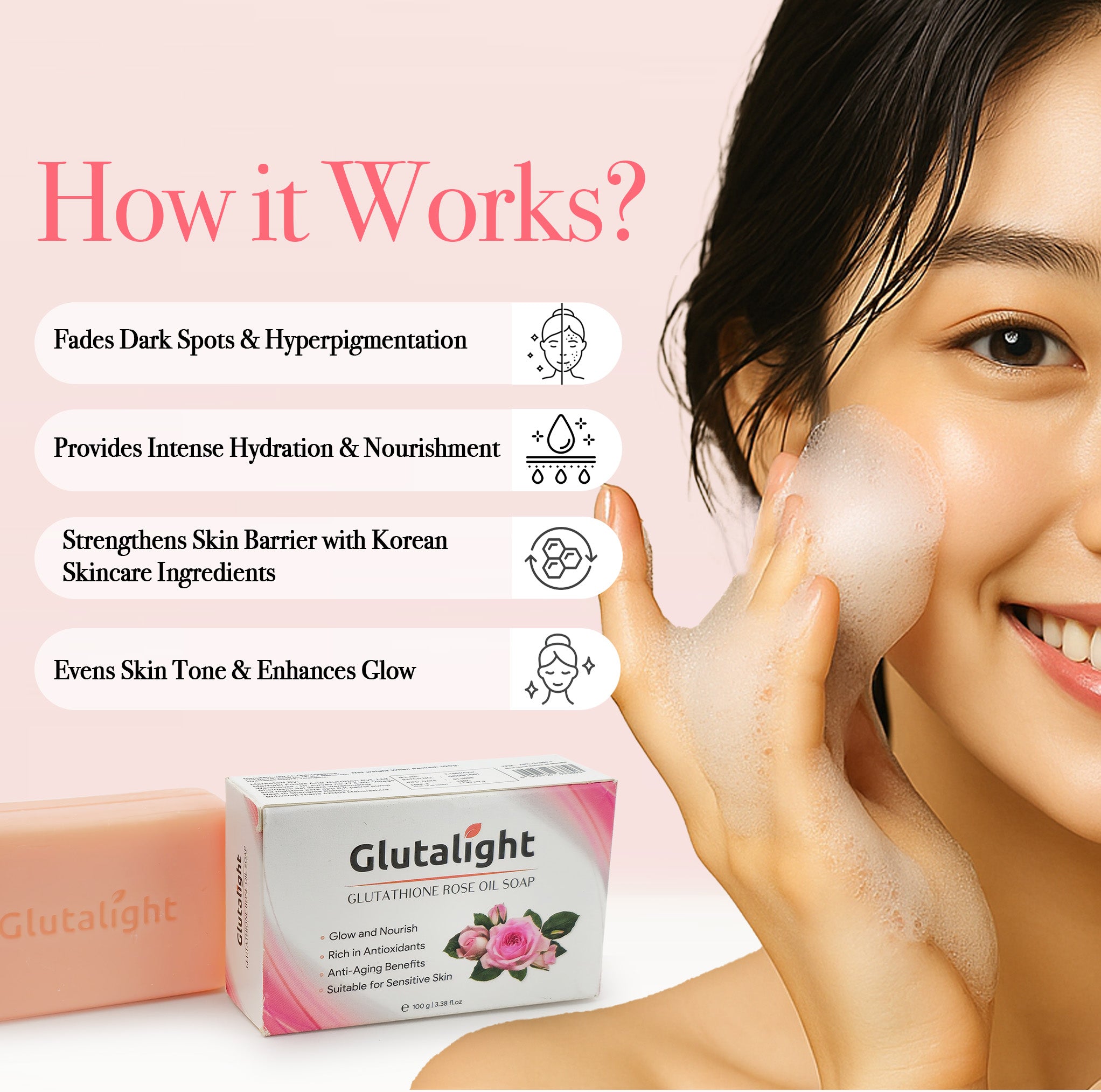 Glutalight Glutathione Rose Oil Soap | Deep Nourishment for Radiant Skin | Fades Dark Spots & Hyperpigmentation | Hydrating Bathing Soap | Anti-Aging ... Glutalight Glutathione Rose Oil Soap | Deep Nourishment for Radiant Skin | Fades Dark Spots & Hyperpigmentation | Hydrating Bathing Soap | Anti-Aging ...