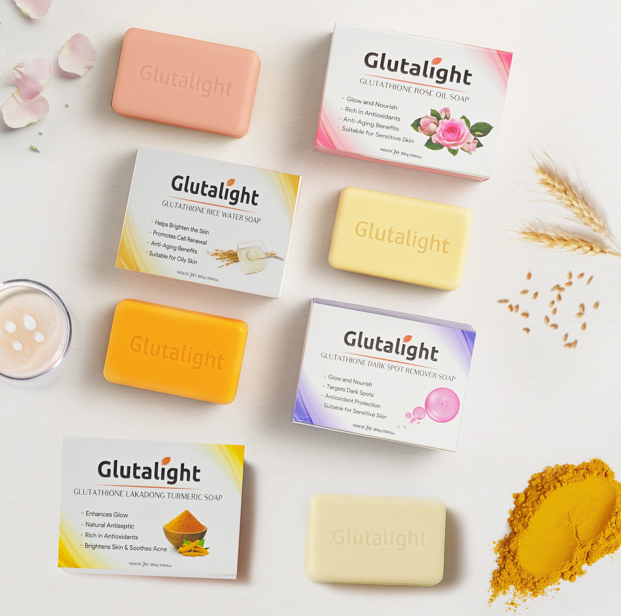 Glutalight Glutathione Rose Oil Soap | Deep Nourishment for Radiant Skin | Fades Dark Spots & Hyperpigmentation | Hydrating Bathing Soap