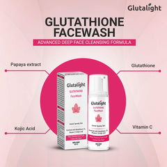 Glutalight Skin Lightening Deep Cleansing Face Wash with 2% Glutathione, 1% Kojic acid, 1% Arbutin, 3% Papaya extract| For Healthier & Firmer Skin| Paraben & Gluten Free - 60ml