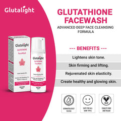 Glutalight Skin Lightening Deep Cleansing Face Wash with 2% Glutathione, 1% Kojic acid, 1% Arbutin, 3% Papaya extract| For Healthier & Firmer Skin| Paraben & Gluten Free - 60ml