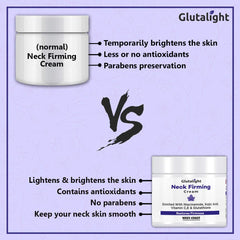 Glutalight Neck Firming Cream with .01% Glutathione, 2% Vitamin C, 0.01% Vitamin E, 1% Niacinamide, 1% Kojic Acid | Modifies Uneven Skin Shade and Brightens Skin - 50gm