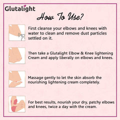 Glutalight Elbow & Knee Lightening Cream with 1% Glutathione, 1% Arbutin, 1% Kojic Acid |Delicate Skin Care for Brighter & Softer Skin- 50gm